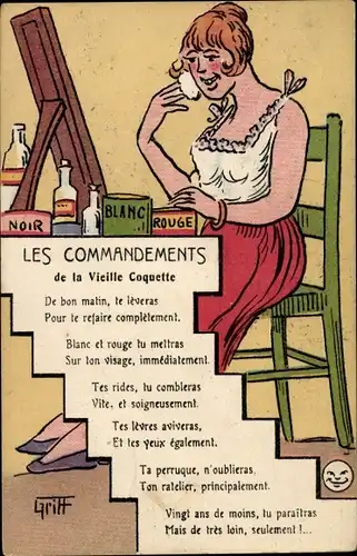 Künstler Ak Griff, Les Commandements de la Vieille Coquette