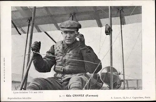 Ak Géo Chavez, Farman, Biplan, Aviateur, Flugpionier