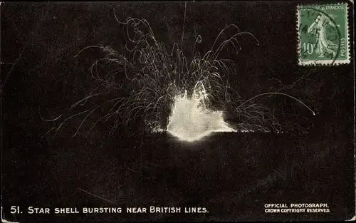 Ak Star Shell bursting near British Lines, Daily Mail War Pictures