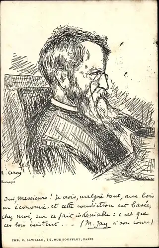 Künstler Ak Cercy, Französischer Politiker, Gemaltes Portrait