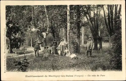 Ak Martigny les Bains Lothringen Vosges, Un coin du Parc, Etablissement
