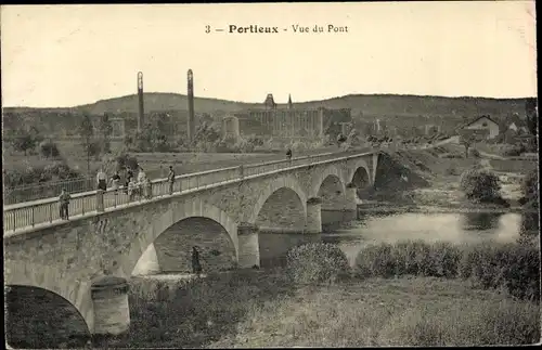 Ak Portieux Vosges, Vue du Pont, Brücke