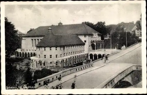 Ak Döbeln in Mittelsachsen, Stadtbad, Brücke