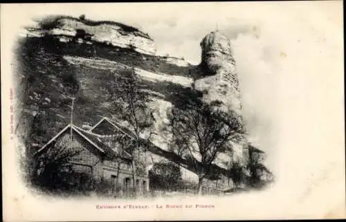 Ak Elbeuf Seine Maritime, La Roche du Pignon, Felsen