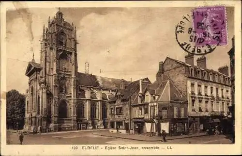 Ak Elbeuf Seine Maritime, Eglise Saint-Jean, ensemble, Kirche, Außenansicht