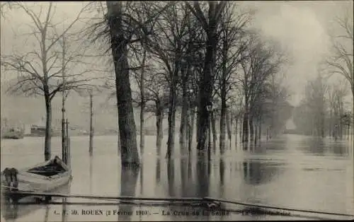 Ak Rouen Seine Maritime, 2 Fevrier 1910, La Crue de la Seine, Le Cours la Reine, Hochwasser