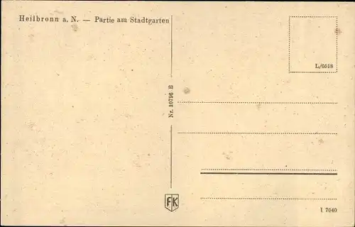 Ak Heilbronn am Neckar, Partie am Stadtgarten