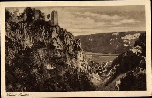 Ak Hausen im Tal Beuron an der Donau Württemberg, Ruine Hausen