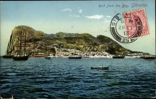 Ak Gibraltar, Rock from the Bay, Felsen, Schiffe, Meer