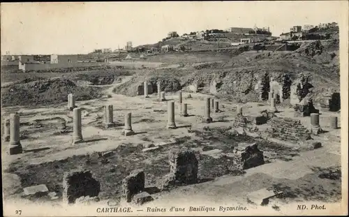 Ak Carthage Karthago Tunesien, Ruines d'une Basilique Byzantine, Ruinen, Antik