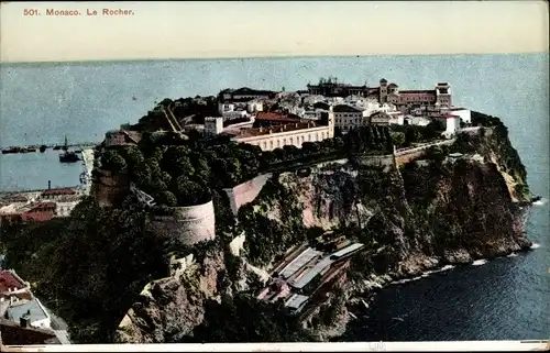 Ak Monaco, Le Rocher,  Altstadt, Gesamtansicht