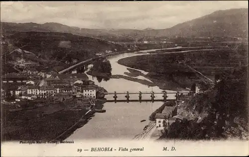 Ak Behobia Gipuzkoa Baskenland, Vista general, Brücke, Fluss