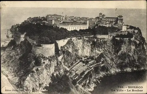 Ak Monaco, La Ville, Le Rocher, Altstadt, Gesamtansicht