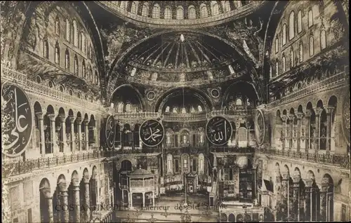 Ak Konstantinopel Istanbul Türkei, Intérieur de Ste. Sophie, Hagia Sophia, Innenansicht