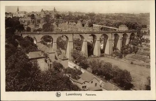 Ak Luxemburg Luxembourg, Panorama, Brücke, Stadtansicht von oben