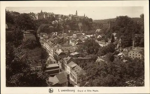 Ak Luxemburg Luxembourg, Grund et Ville Haute, Stadtansicht von oben