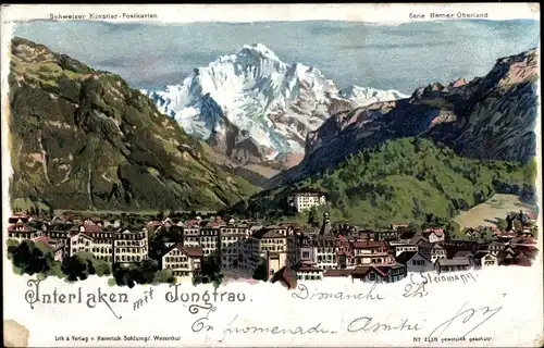 Künstler Ak Steinmann, C., Interlaken Kanton Bern Schweiz, Jungfrau, Berg