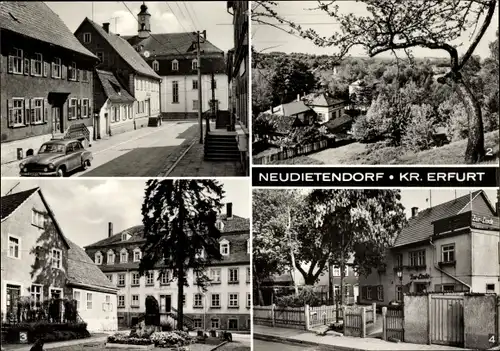 Ak Neudietendorf Thüringen, Bahnhofstraße, Zinzendorfhaus, Gasthaus Zur Linde