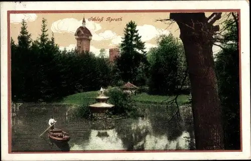 Ak Aprath Wülfrath im Bergischen Land, Schloss Aprath, See, Boot