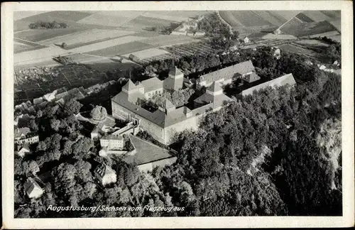 Ak Augustusburg im Erzgebirge, Fliegeraufnahme der Burg