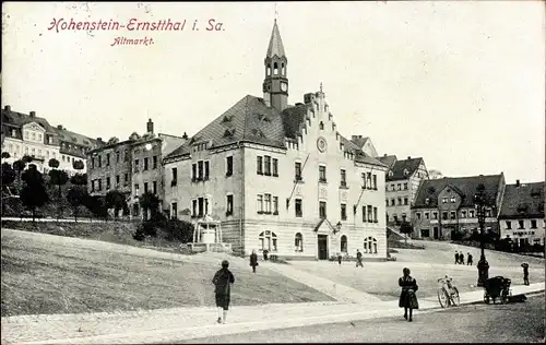 Ak Hohenstein Ernstthal in Sachsen, Altmarkt, Fahrrad