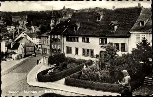 Ak Lutherstadt Eisenach in Thüringen, Bachhaus mit Bachdenkmal