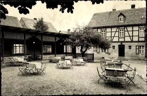 Ak Stecklenberg Thale im Harz, Autopark Hotel, Biergarten