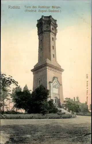 Ak Rochlitz an der Mulde, Turm d. Rochlitzer Berges, Friedrich August Denkmal