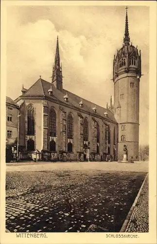 Ak Lutherstadt Wittenberg, Schlosskirche, Außenansicht