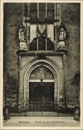 Ak Lutherstadt Wittenberg, Portal an der Schloßkirche, Tor