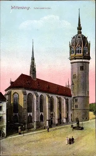 Ak Lutherstadt Wittenberg, Schlosskirche mit Turm