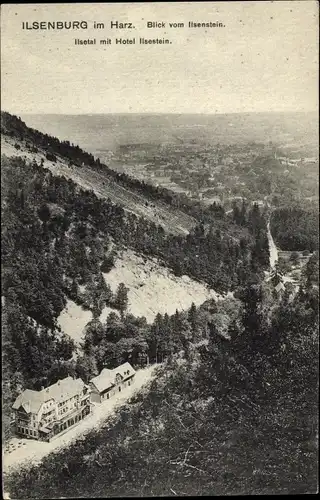 Ak Ilsenburg im Harz, Blick vom Ilsenstein auf das Hotel Ilsenstein