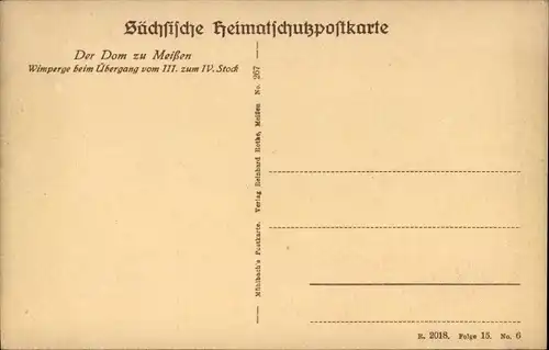 Ak Meißen an der Elbe, Dom zu Meißen, Wimperge beim Übergang vom 3. zum 4. Stock, Detailansicht