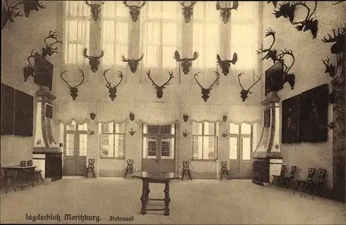 Ak Moritzburg in Sachsen, Ansicht des Steinsaals im Jagdschloss Moritzburg