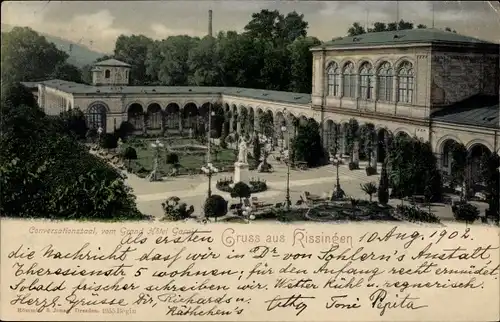 Ak Bad Kissingen Unterfranken Bayern, Conversationssaal vom Grand Hotel