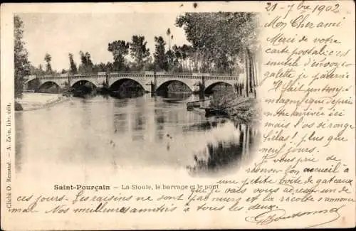 Ak Saint Pourçain sur Sioule Allier, La Sioule, le barrage et le pont