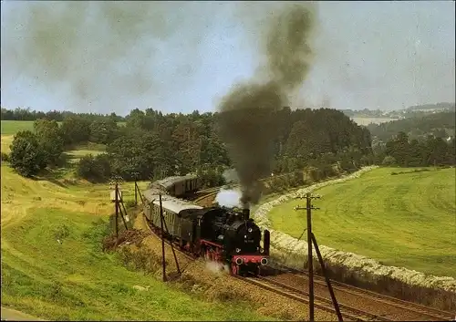 Ak Dampflok im Einsatz, Museumslokomotive 381182 im Elstertal bei Rebersreuth