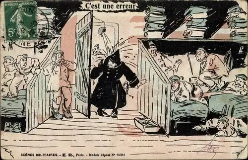 Ak Französische Soldaten, Soldatenleben, General mit Wasser bespritzt, C'est une erreur