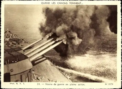 Ak Quand les Canons Tonnent..., Navire de guerre en pleine action, Geschütz