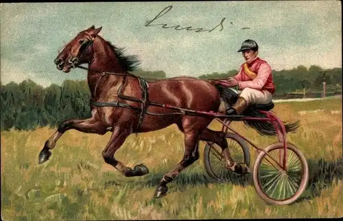 Litho Sulky, Trabrennen, Pferderennsport