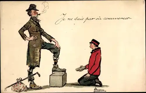 Künstler Ak Thackeray, Lance, Je ne sais par ou commencer, Schuhputzer und Landstreicher
