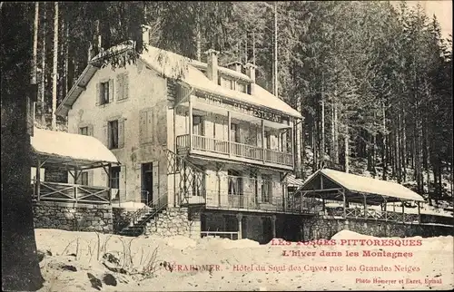 Ak Gérardmer Lothringen Vosges, L'Hiver dans les Montagnes, Hôtel du Saut des Cuves