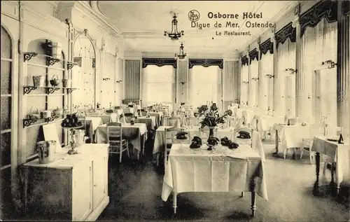 Ak Ostende Westflandern, Osborne Hôtel, Digue de Mer, Restaurant