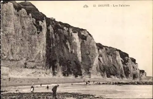 Ak Dieppe Seine Maritime, Les Falaises, Felsen, Klippen, Strand