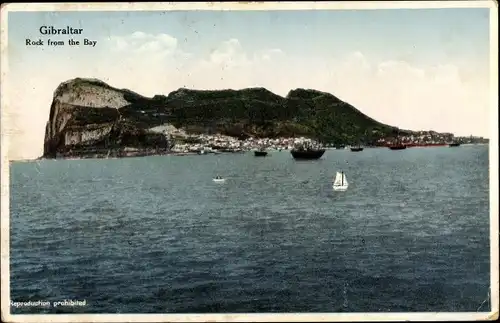 Ak Gibraltar, Rock from the Bay, Felsen, Boote