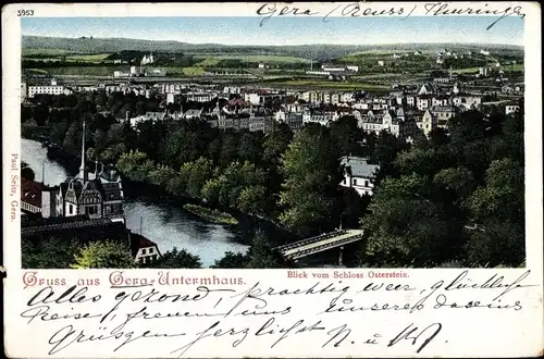 Ak Untermhaus Gera in Thüringen, Blick vom Schloss Osterstein