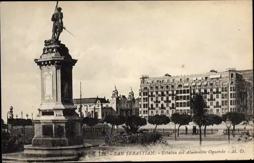 Ak Donostia San Sebastian Baskenland, Estatua del Almirante Oquendo, Denkmal