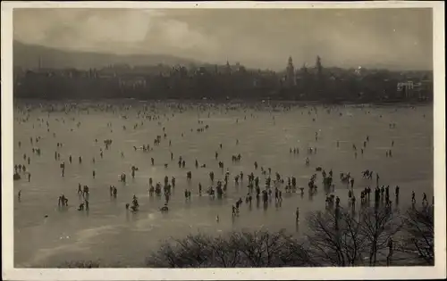 Ak Zürich Stadt Schweiz, Erinnerungen an die Zürichseegfrörne 1929