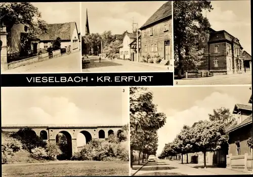Ak Vieselbach Erfurt in Thüringen, Kirchgasse, Rathaus, Viadukt, Schillerstraße