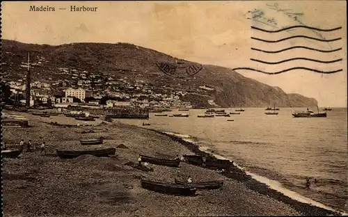 Ak Insel Madeira Portugal, Harbour, Hafen, Boote am Strand